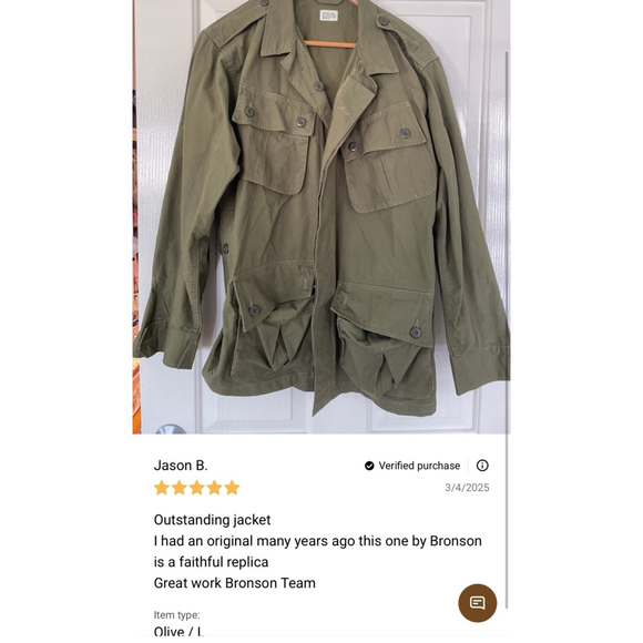 1963 1st Model Tropical Jungle Fatigue Jacket Bronson USA FAST SHIP Size L - Picture 7 of 16